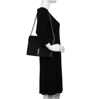 Saint Laurent Smooth Calfskin Monogram Cassandra Clasp Bag Black Rouge Legion 2 of 17