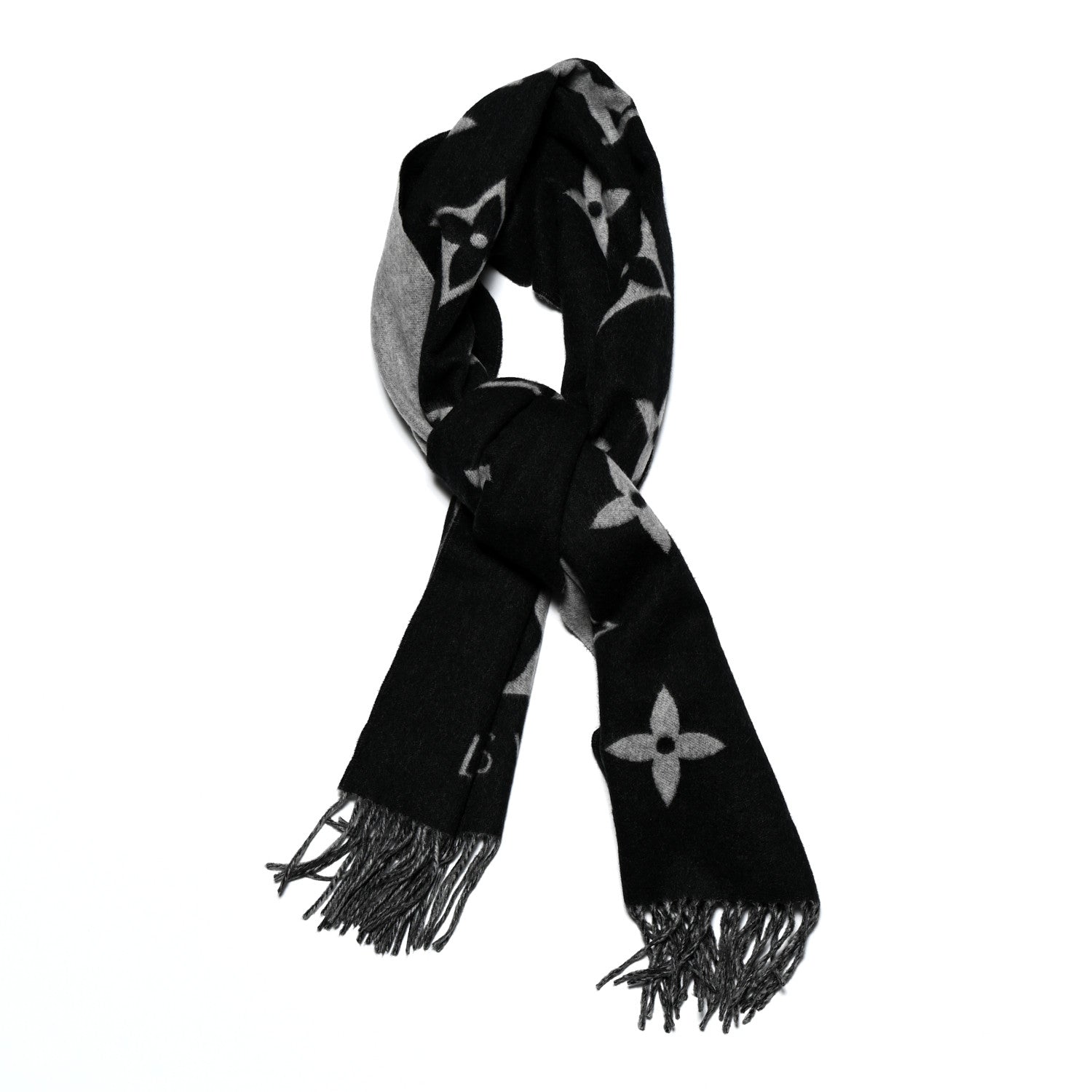 Louis Vuitton Cashmere Monogram Reykjavik Scarf Black 1 of 3