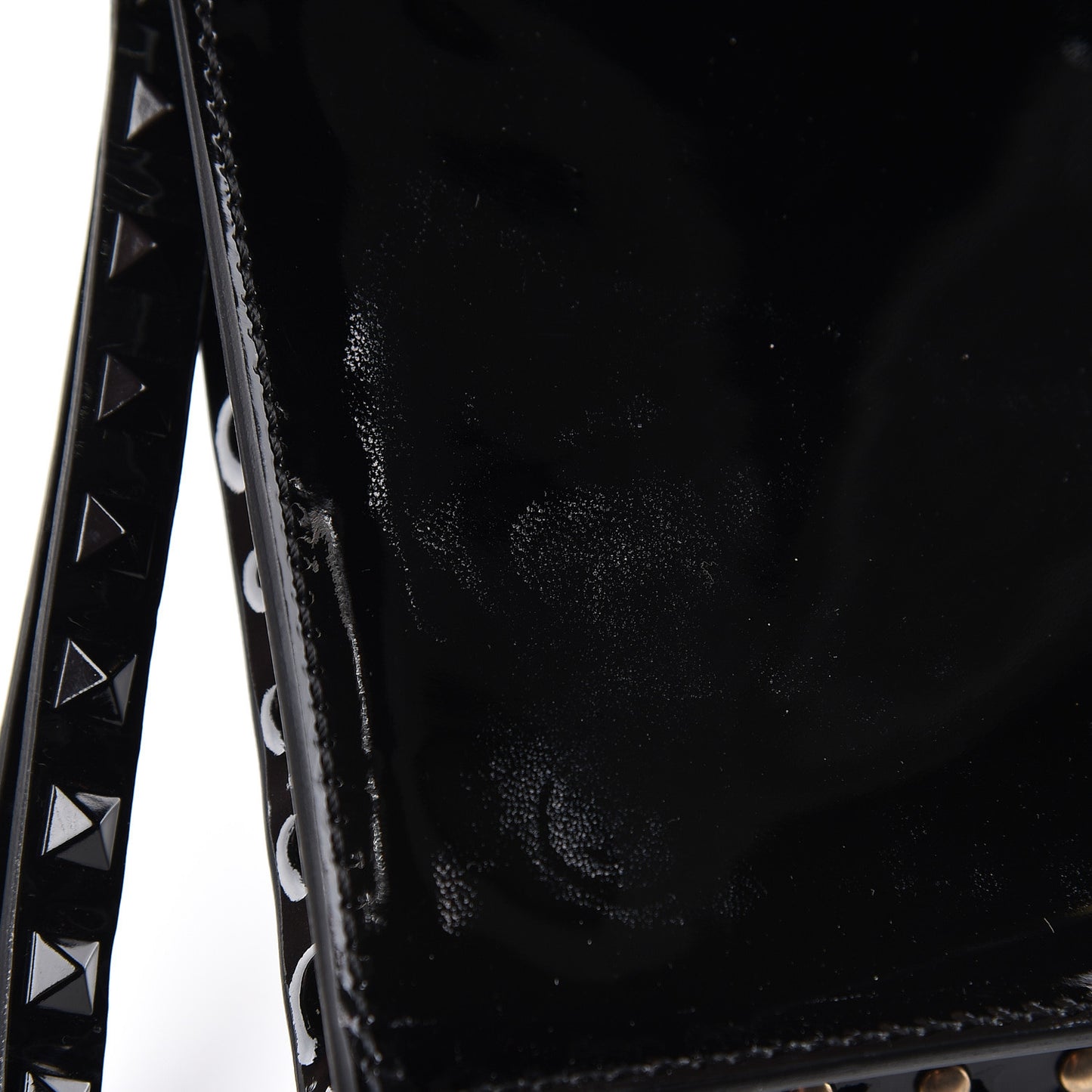 Patent Rockstud Wristlet Clutch Black