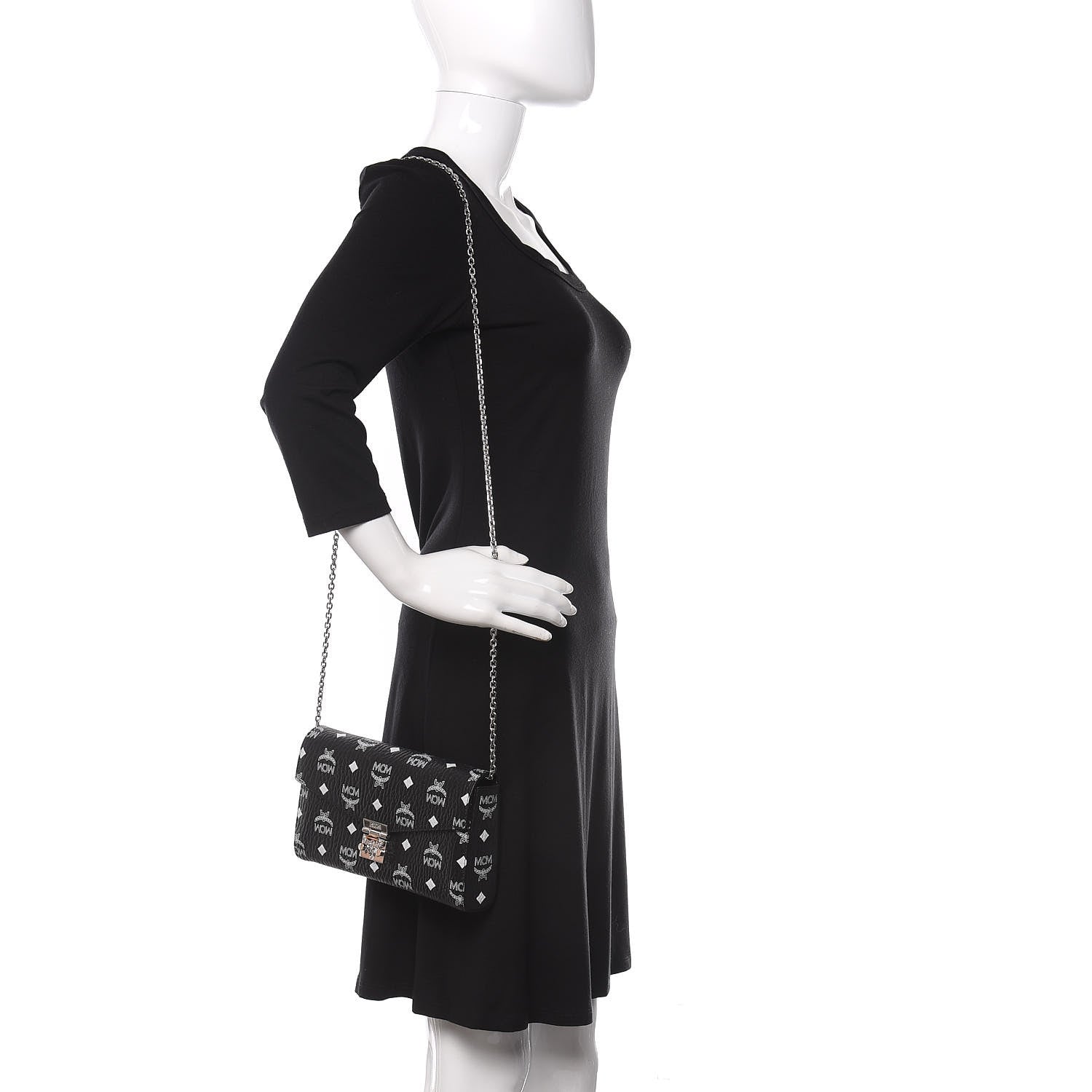 MCM Visetos Monogram Medium Millie Crossbody Bag Black 2 of 9