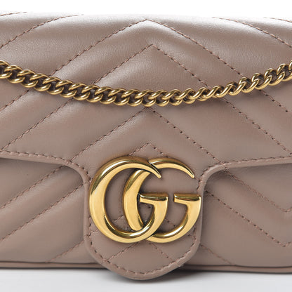 Gucci Calfskin Matelasse Super Mini GG Marmont Shoulder Bag Porcelain Rose 8 of 11