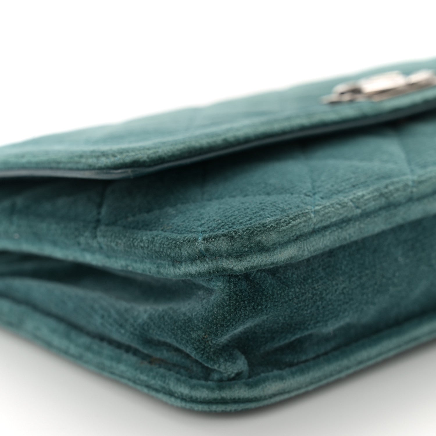 Chanel Velvet Quilted Boy Wallet On Chain WOC Teal 9 of 11