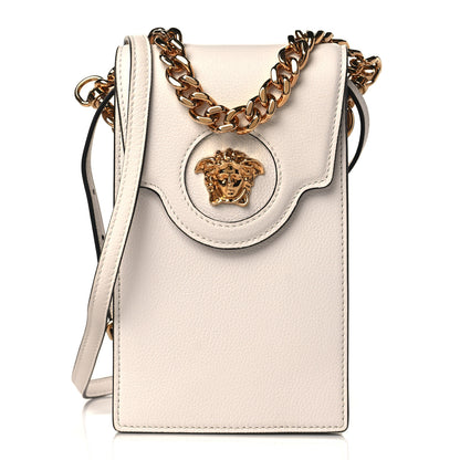Versace Calfskin La Medusa Chain Crossbody Phone Pouch White 1 of 8