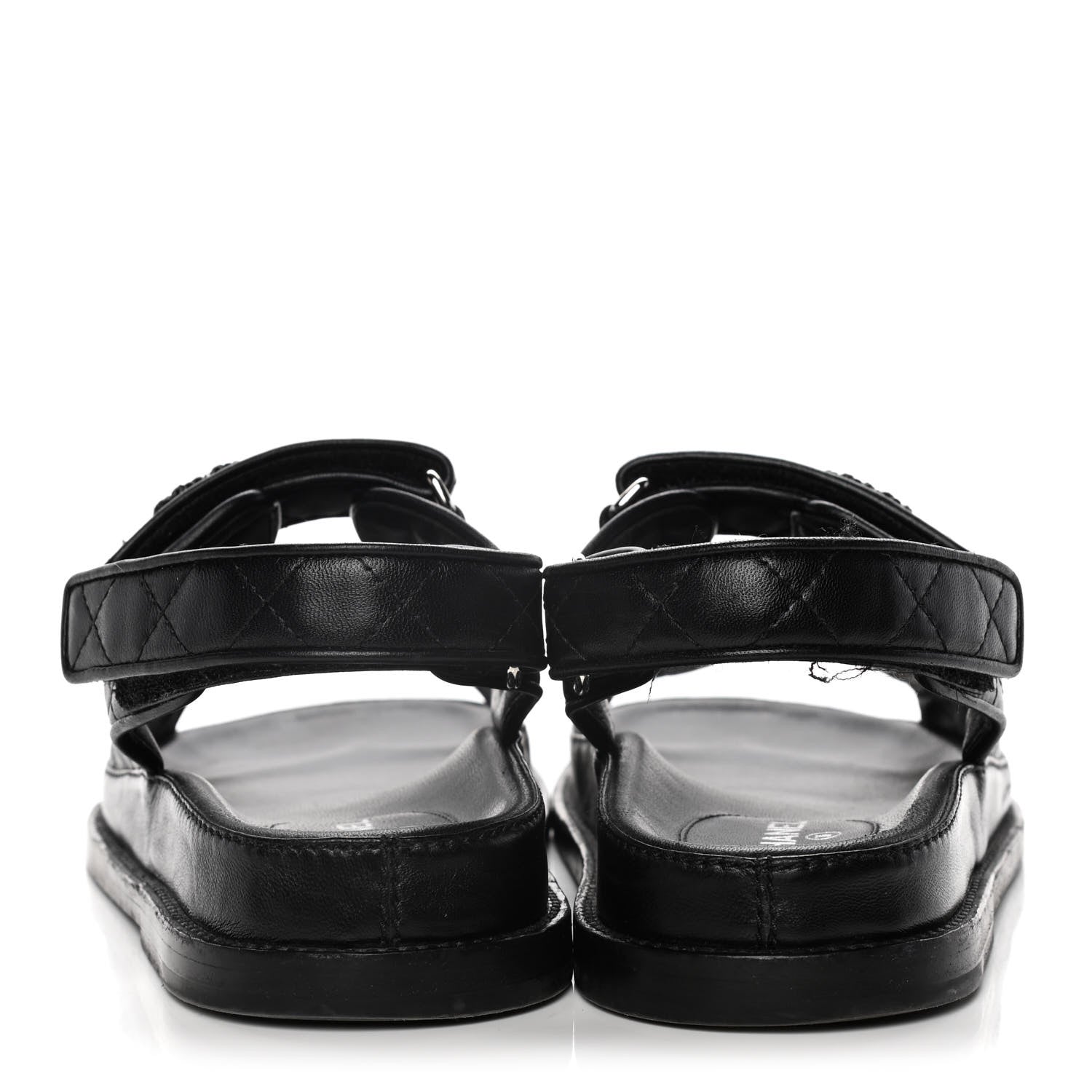 Chanel Lambskin Velcro Dad Sandals 36 Black 6 of 15