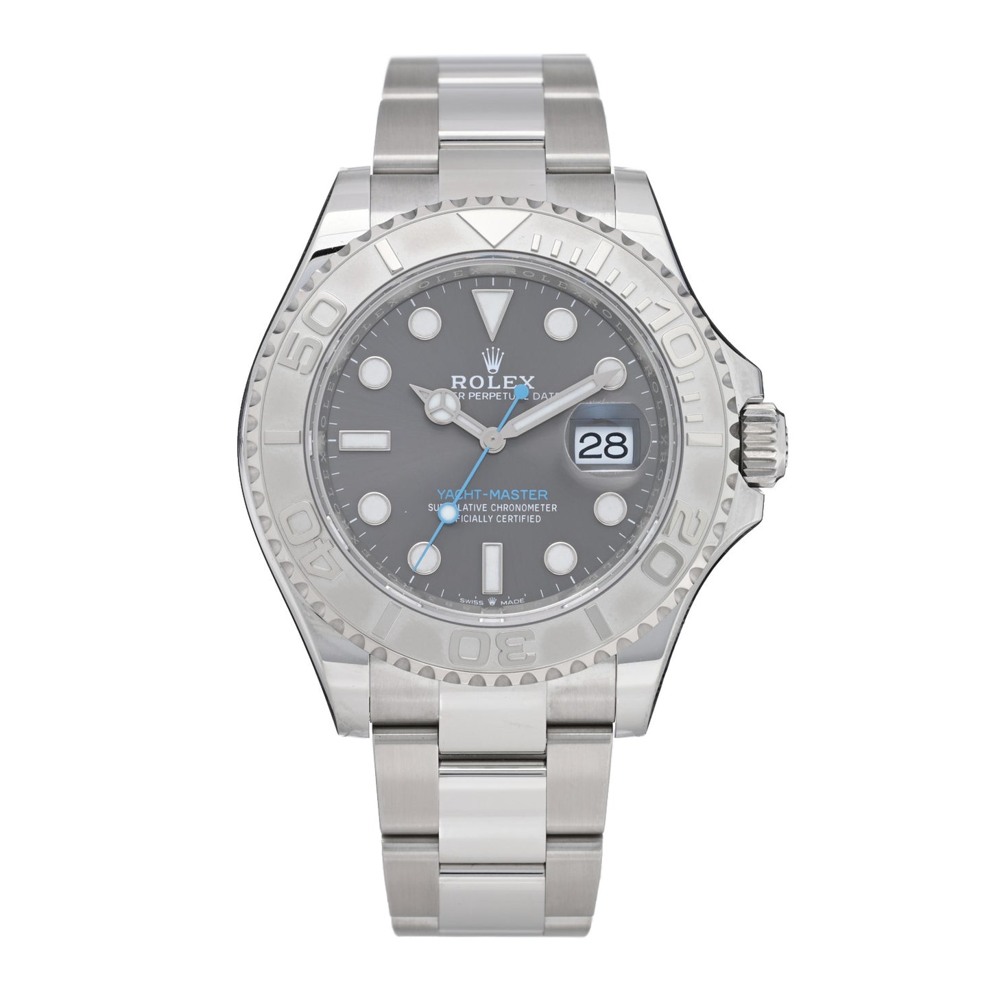 Stainless Steel Platinum 40mm Oyster Perpetual Date Yacht-Master Watch Slate 126622