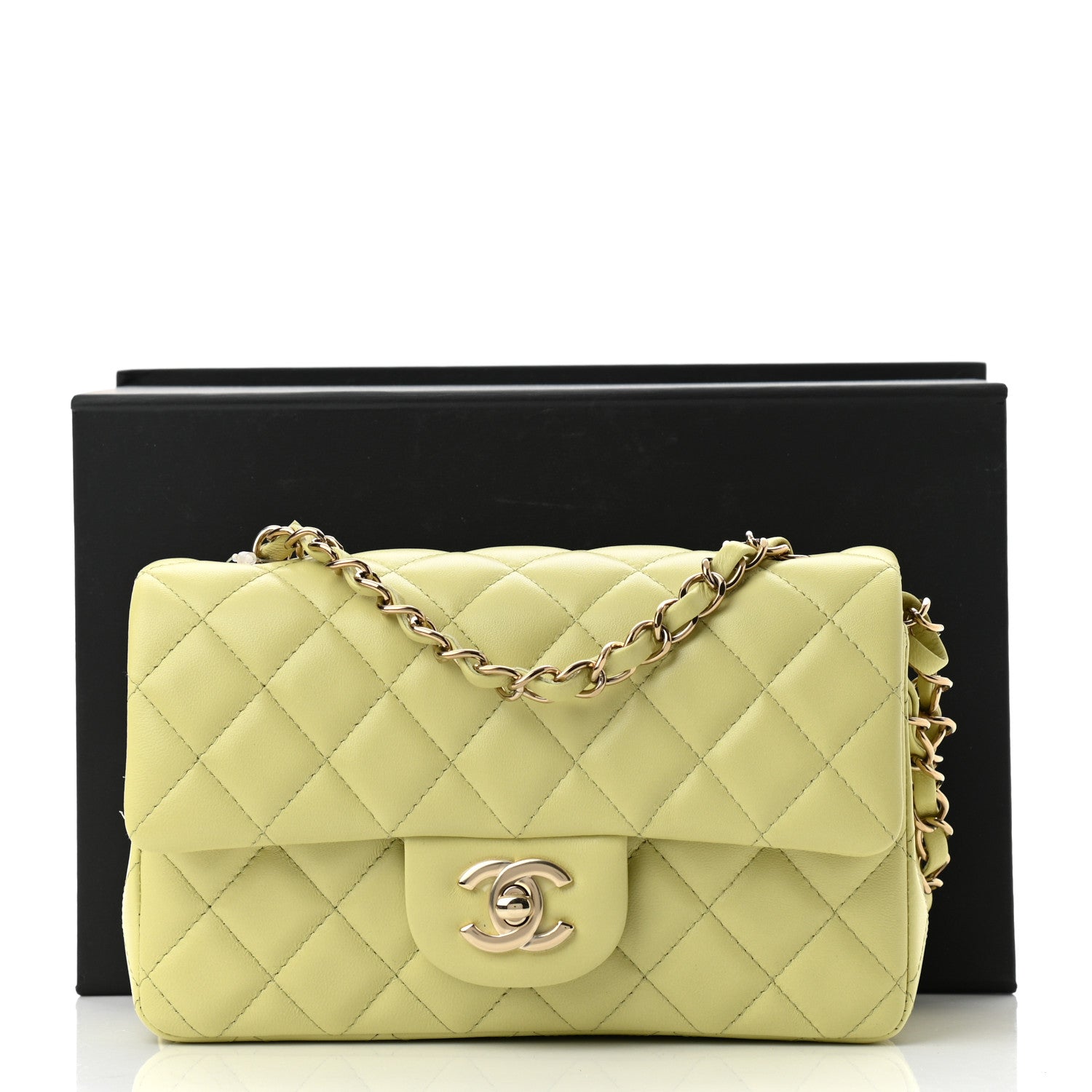 Chanel Lambskin Quilted Mini Rectangular Flap Light Green 10 of 10