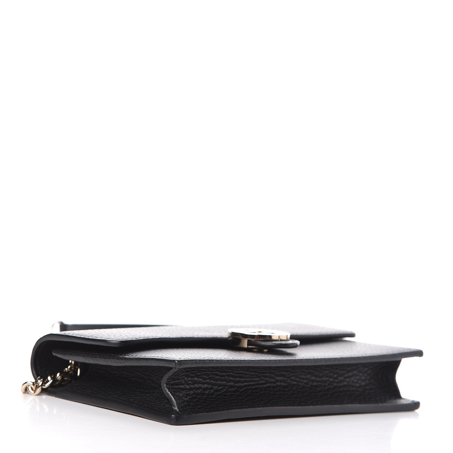 Dollar Calfskin Interlocking G Chain Wallet Black