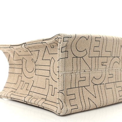 Celine Canvas Calfskin All Over Print Small Cabas Thais Natural Tan 7 of 9