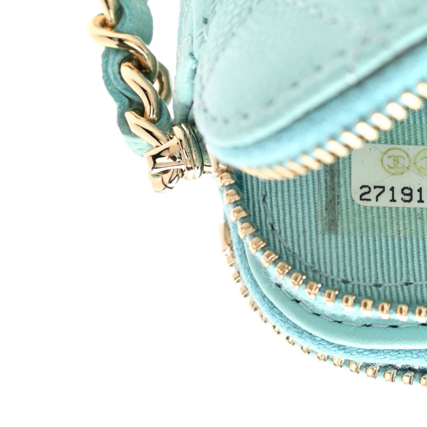 Caviar Quilted Small Clutch With Chain Light Blue