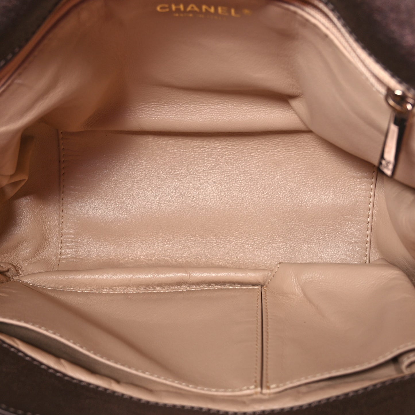 Metallic Deerskin Small Luxe Ligne Flap Bronze