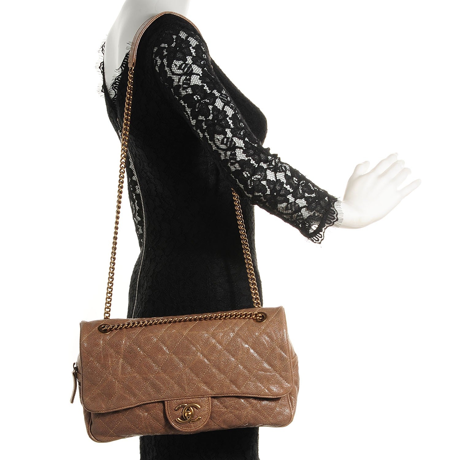 Chanel Crumpled Grained Calfskin Large Shiva Flap Beige 2 of 8