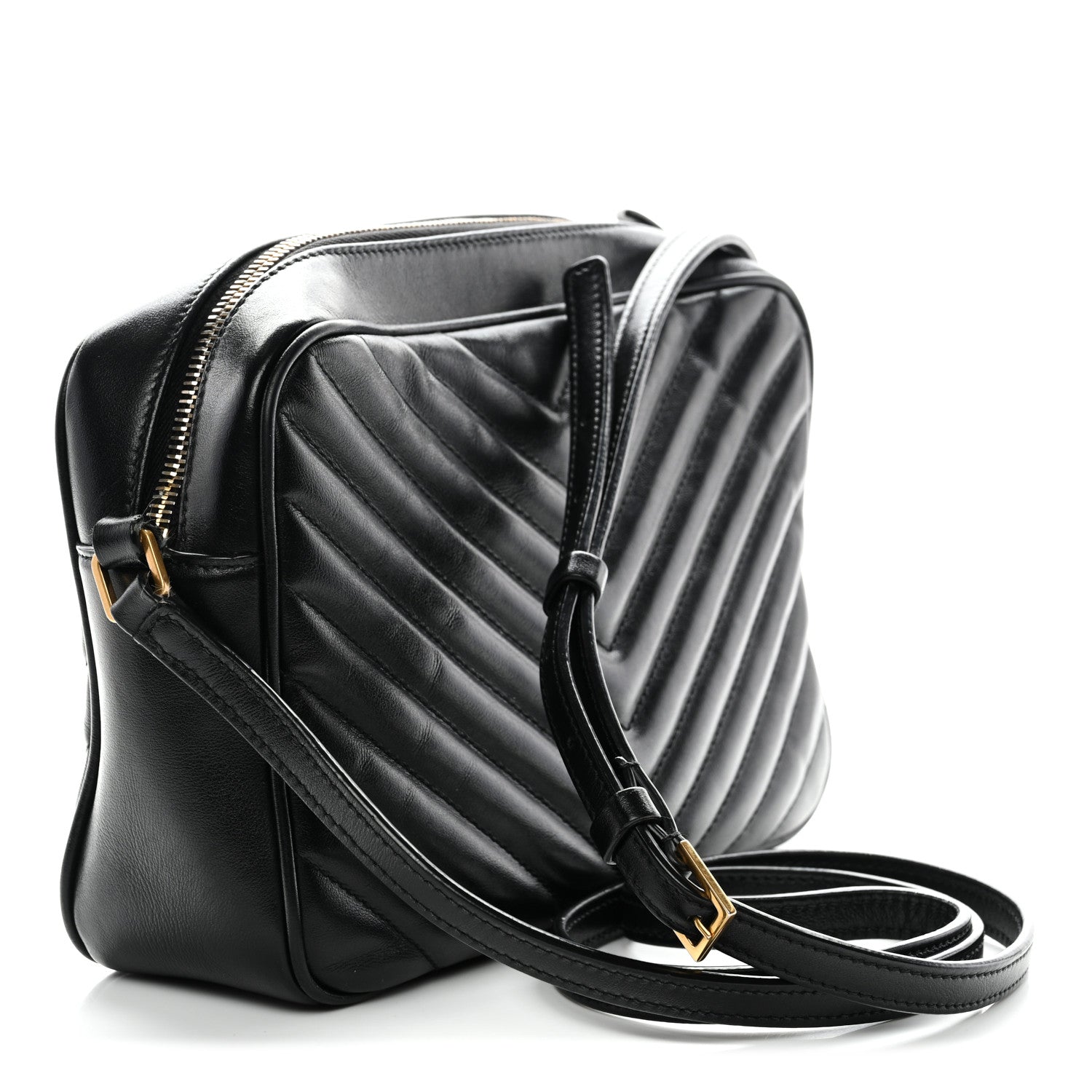 Saint Laurent Calfskin Matelasse Monogram Lou Camera Bag Black