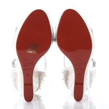 Christian Louboutin Specchio Laser Bellamonica 120 Wedge Sandals 35 Silver AB 5 of 8