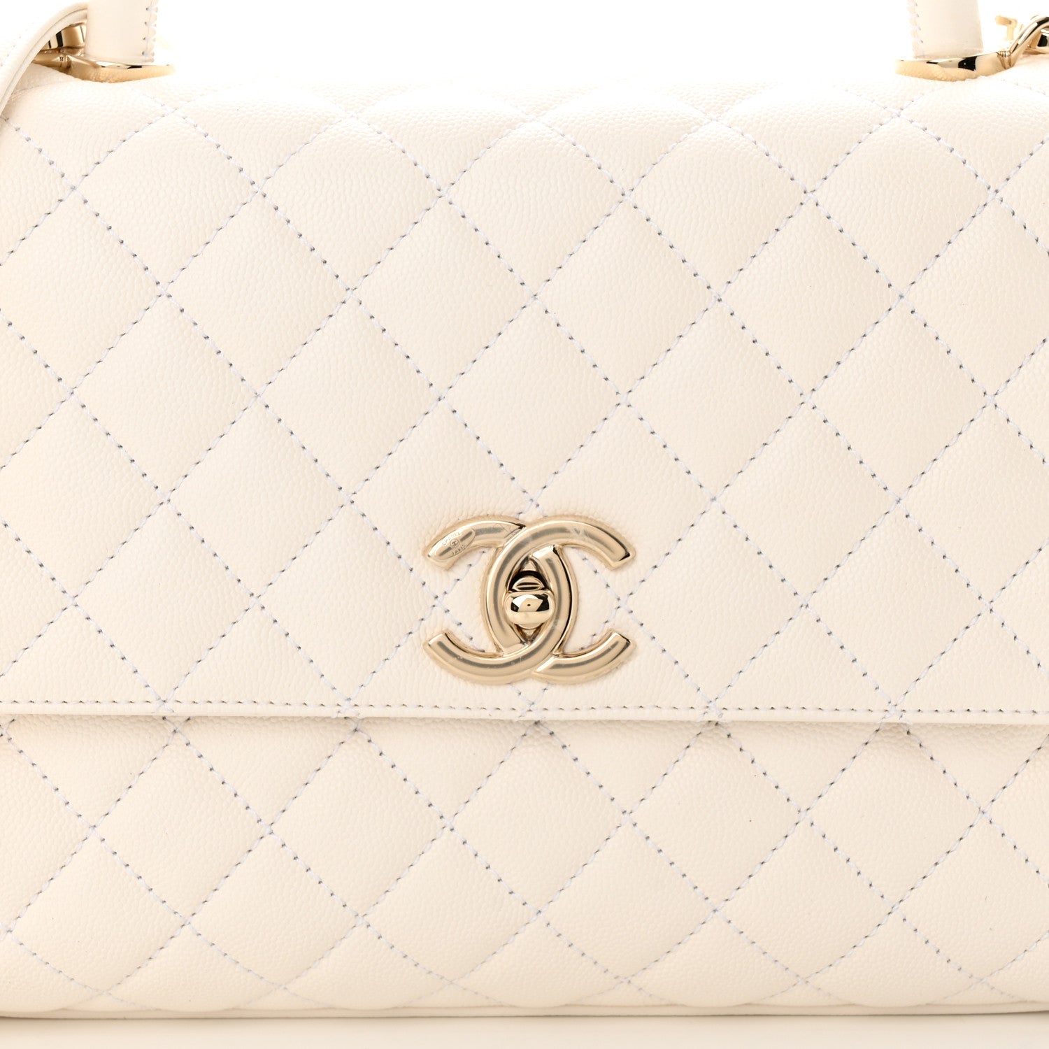 Chanel Caviar Quilted Small Coco Handle Flap White 8 of 11