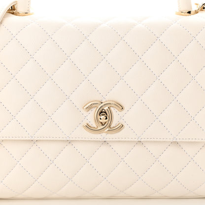 Chanel Caviar Quilted Small Coco Handle Flap White 8 of 11