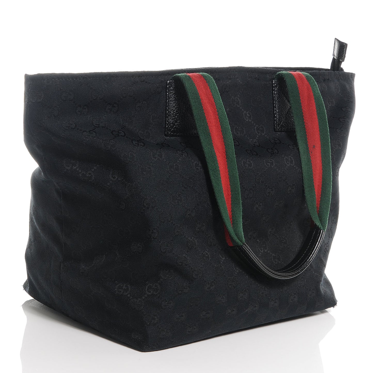 GG Monogram Large Web Handle Vertical Tote Black