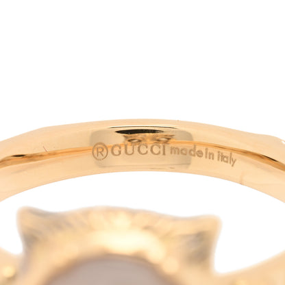 Gucci 18K Yellow Gold Pink Opal Diamond Le Marché Des Merveilles Feline Ring 53 6.25 6 of 6