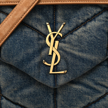 Saint Laurent Denim Quilted Medium Loulou Puffer Monogram Chain Satchel Blue Cinnamon 8 of 11