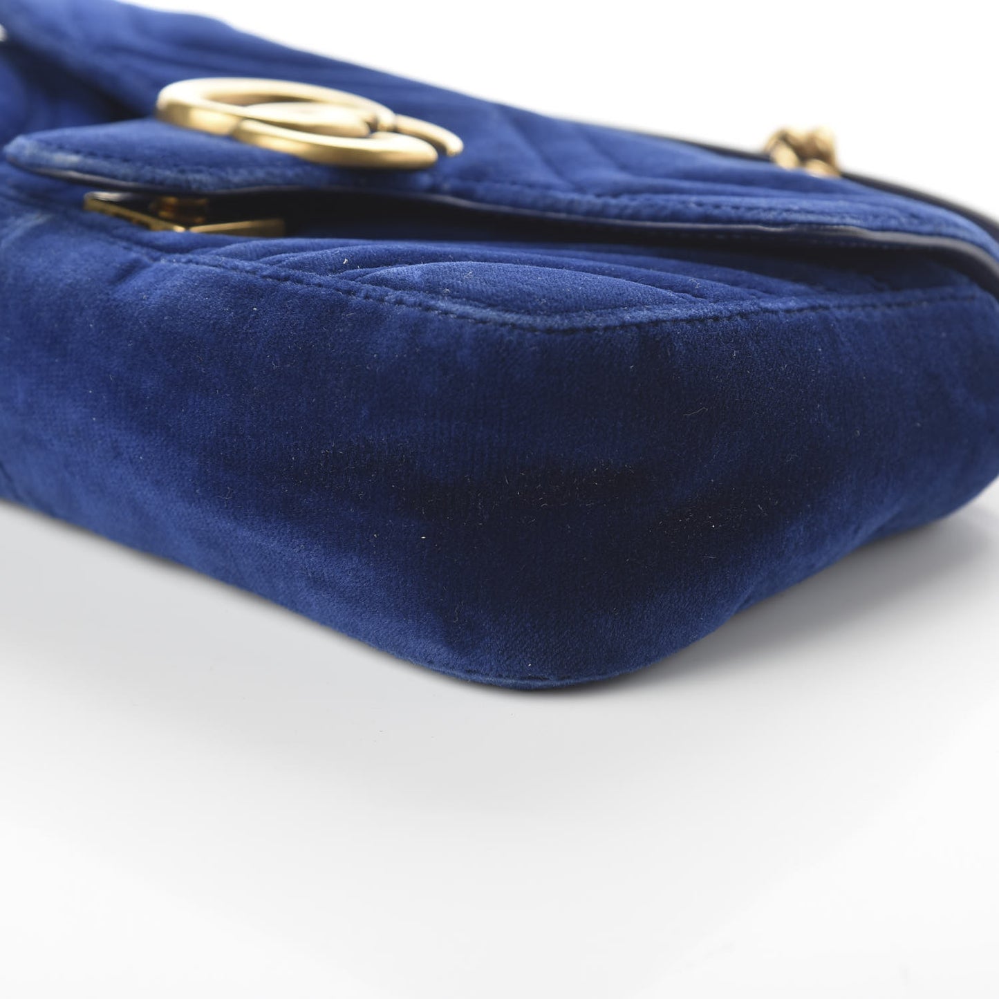 Velvet Matelasse Mini GG Marmont Shoulder Bag Cobalt Blue