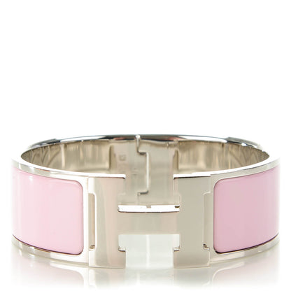 Hermes Enamel Wide Clic Clac H Bracelet PM Rose Poudre 1 of 6