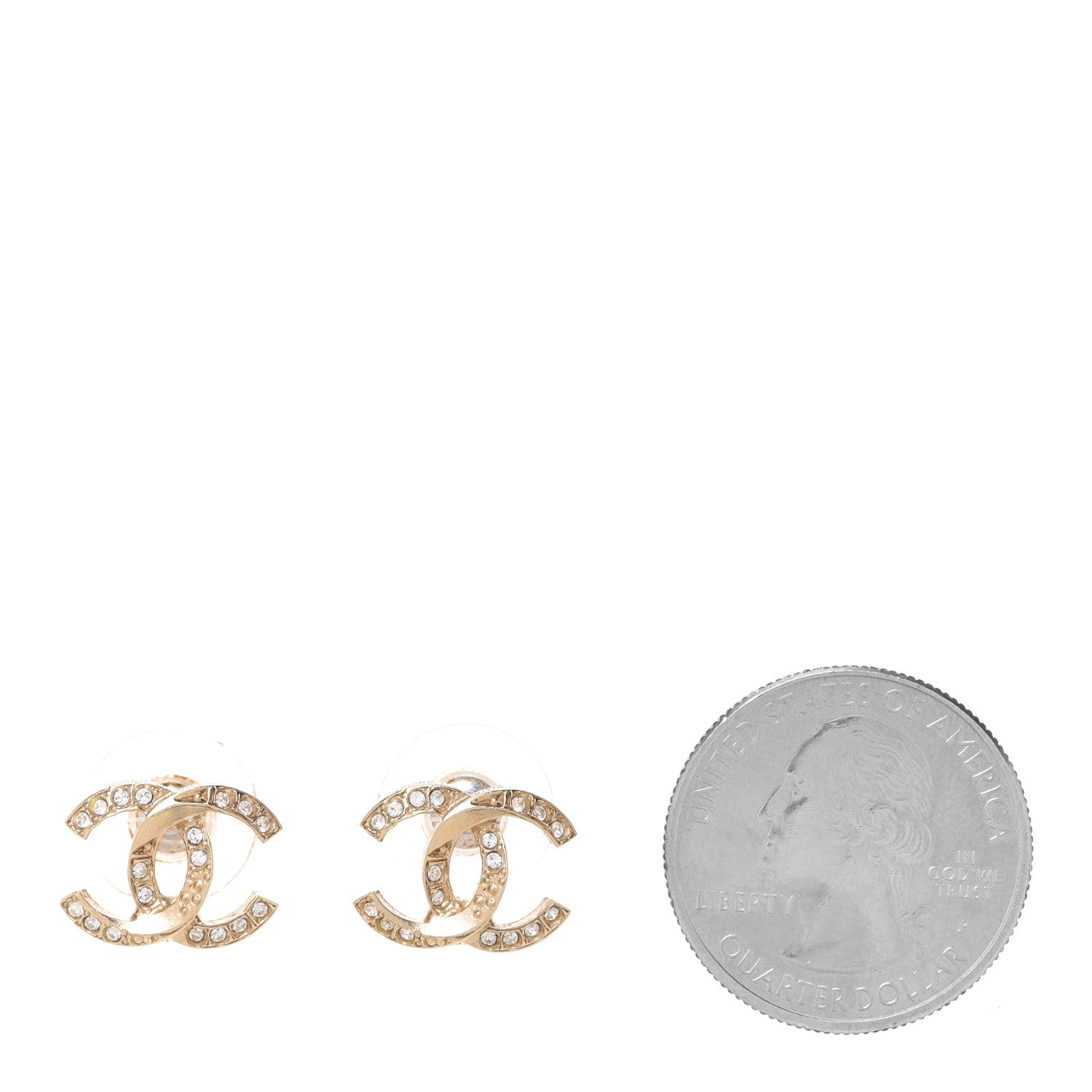 Chanel Crystal Textured CC Earrings Gold 2 of 5