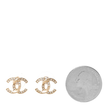 Chanel Crystal Textured CC Earrings Gold 2 of 5