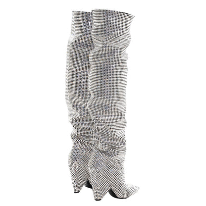 Saint Laurent Swarovski Crystal Embellished Niki 105 Thigh High Boots 38 5 of 7