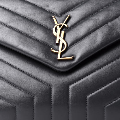 Saint Laurent Calfskin Y Quilted Monogram Medium Loulou Chain Satchel Smog 9 of 11