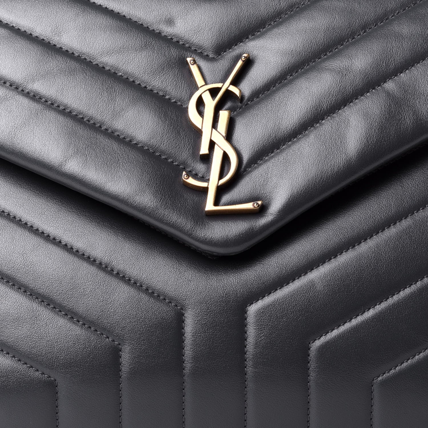 Saint Laurent Calfskin Y Quilted Monogram Medium Loulou Chain Satchel Smog 9 of 11