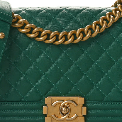 Chanel Caviar Quilted Medium Boy Flap Dark Green 10 of 10