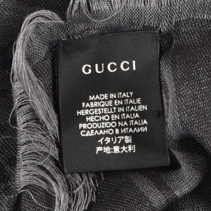 Gucci Wool Silk GG Monogram Diamante Plaid Surviee Shawl Graphite Black 3 of 3