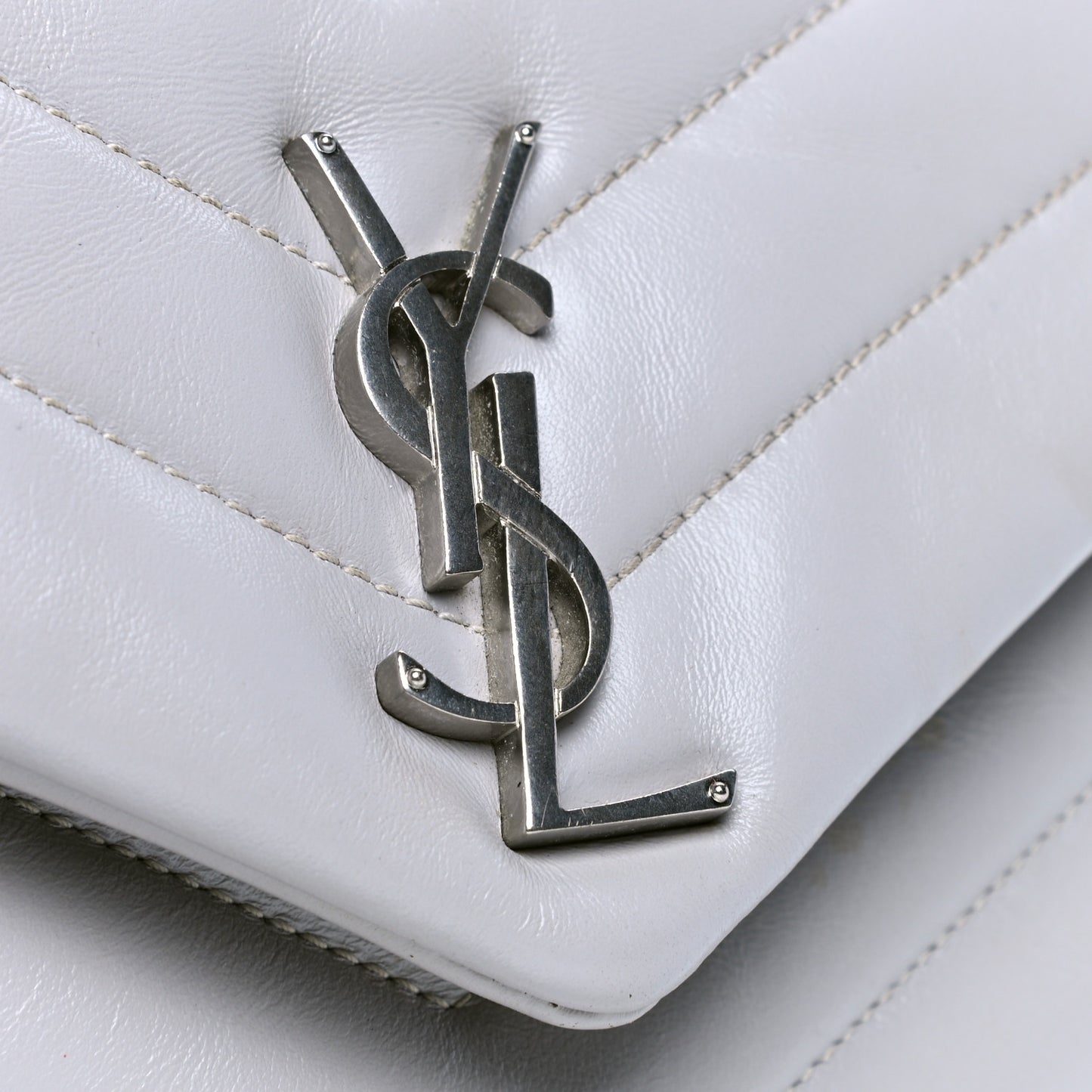 Calfskin Y Quilted Monogram Small Loulou Chain Satchel Granite