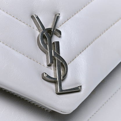 Saint Laurent Calfskin Y Quilted Monogram Small Loulou Chain Satchel Granite 7 of 9
