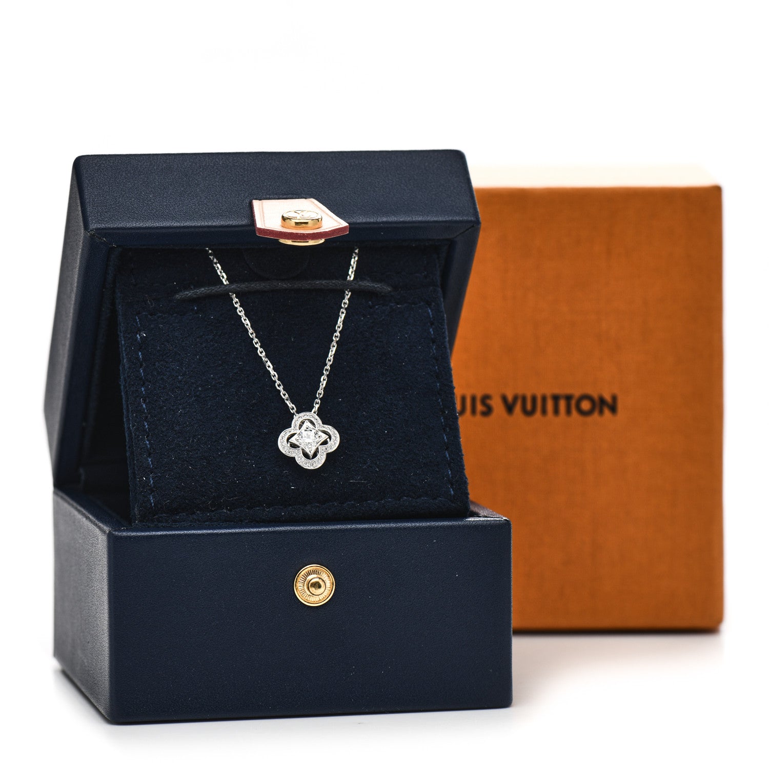 Louis Vuitton 18K White Gold Diamond Les Ardentes Pendant Necklace 6 of 6