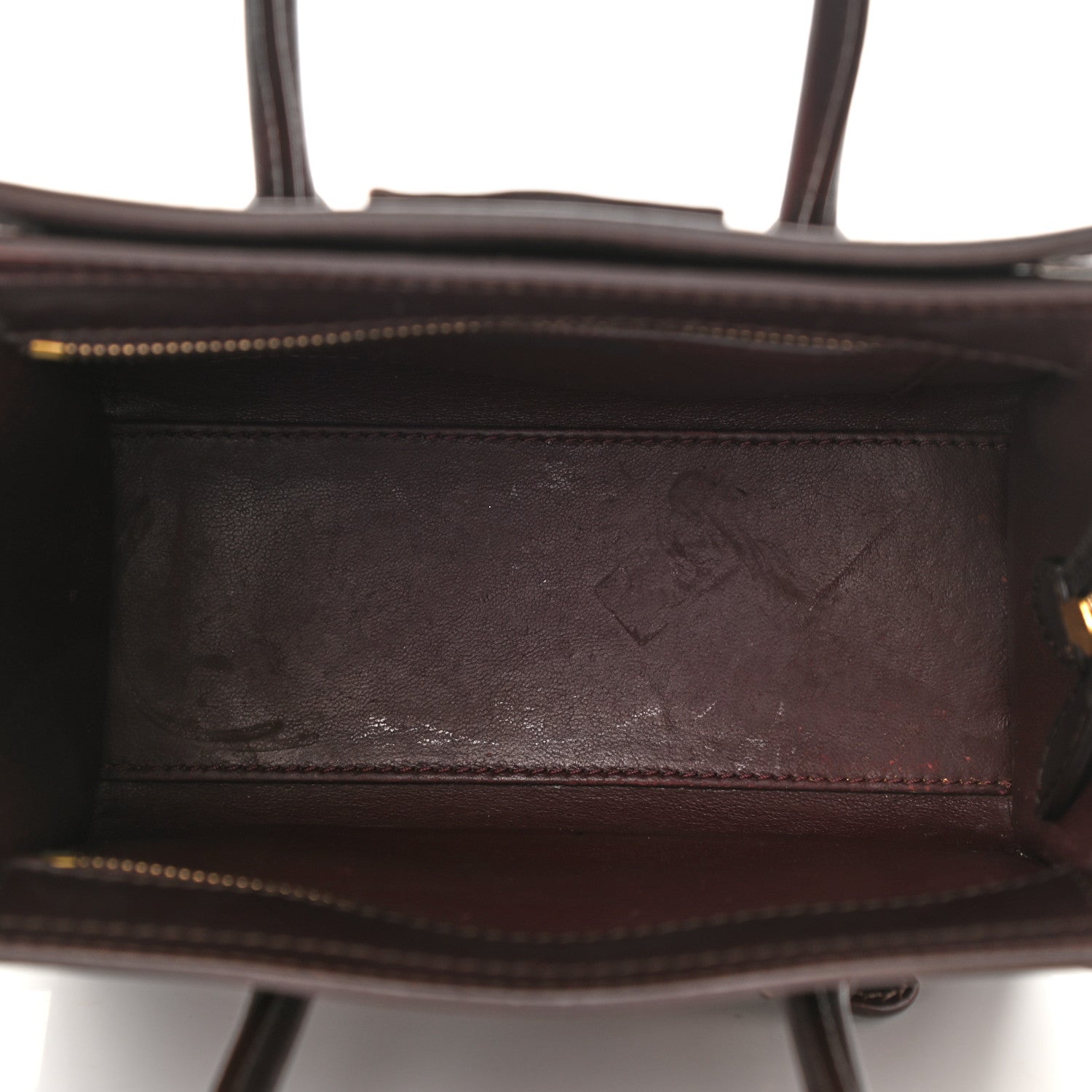 Celine Calfskin Suede Nano Tri-Color Luggage Burgundy 5 of 16