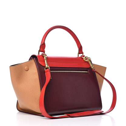 Celine Satin Baby Grained Calfskin Small Trapeze Carmin 3 of 14
