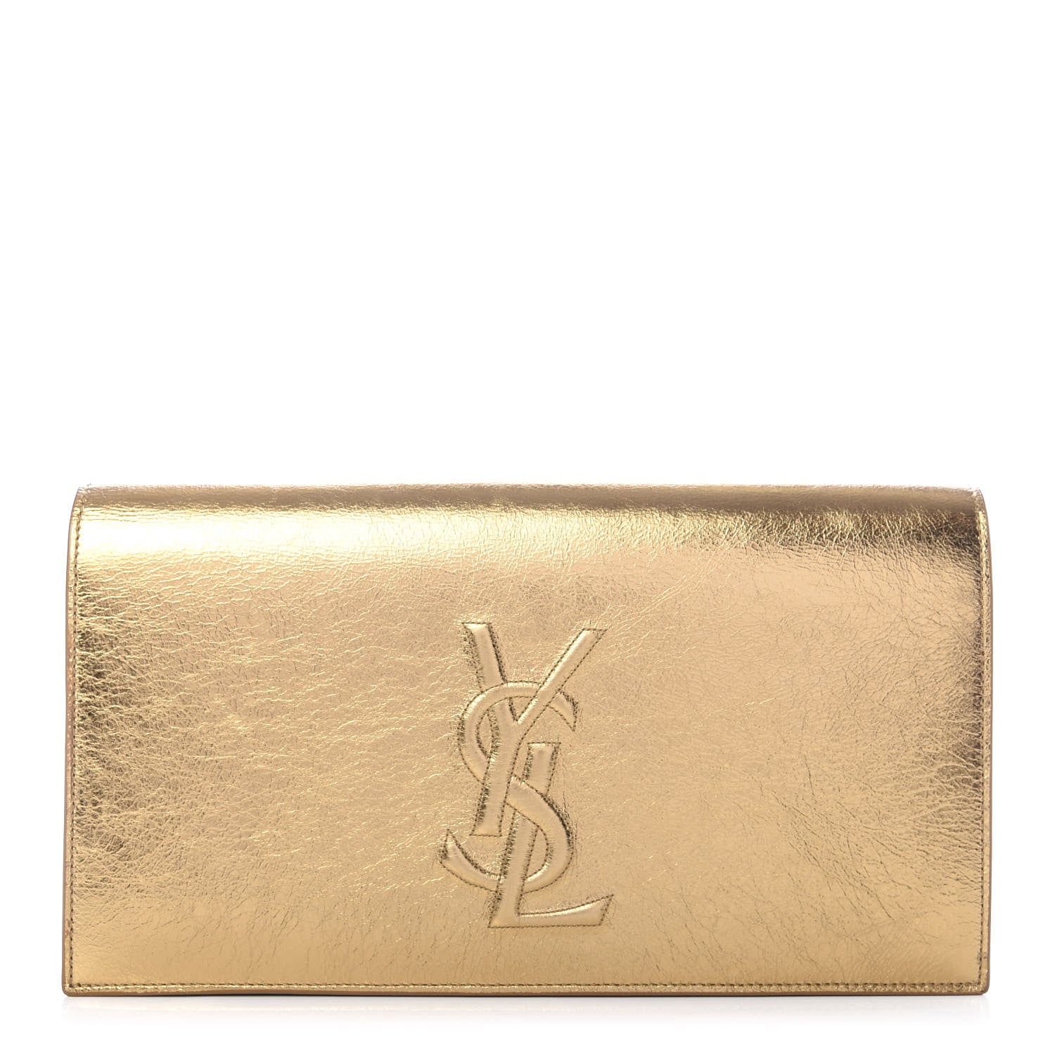 Saint Laurent Metallic Calfskin Monogram Large Belle De Jour Clutch Gold 1 of 6