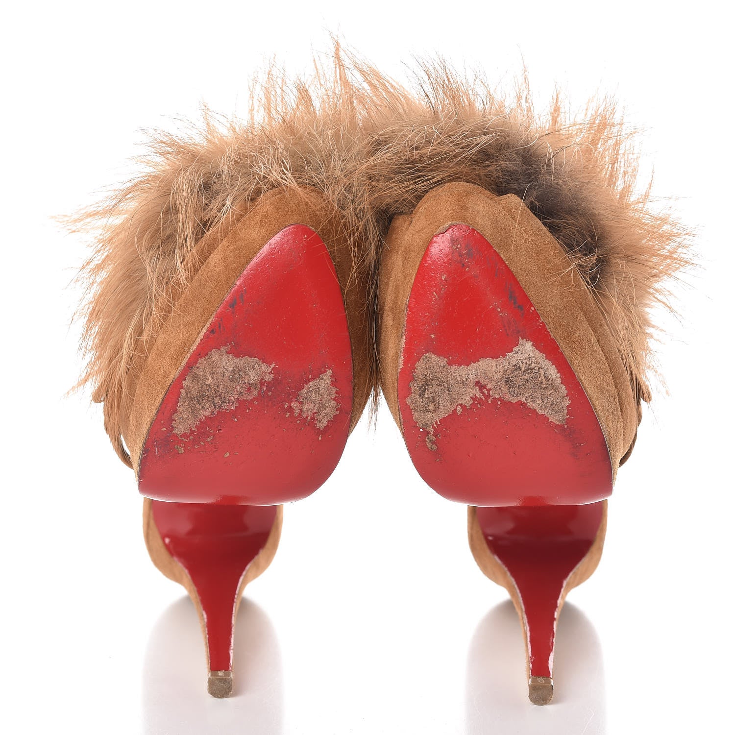 Christian Louboutin Suede Fox Fur Splash 150 Pumps 41.5 Camel 8 of 13