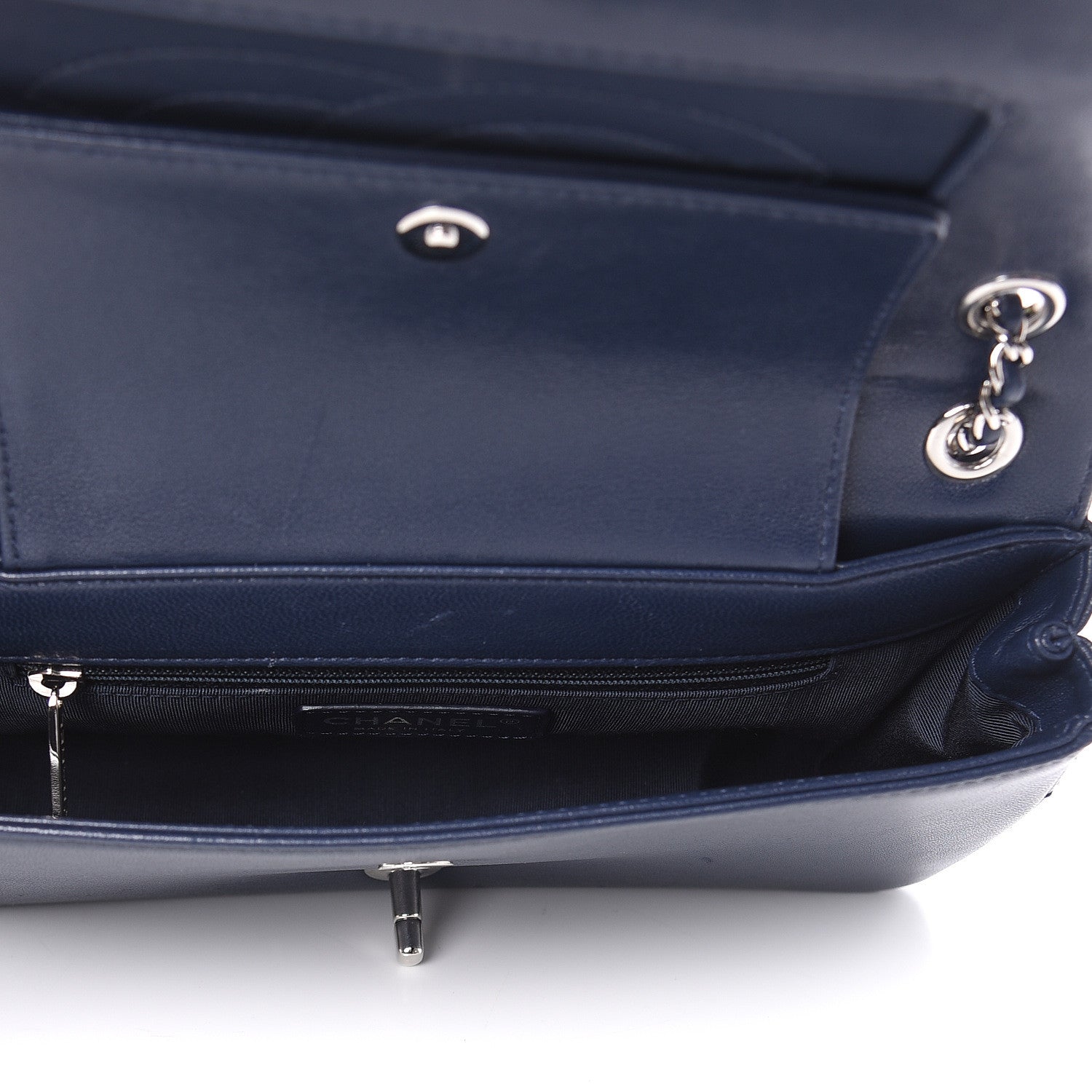 Chanel Sheepskin Quilted Medium Vintage Mademoiselle Flap Dark Navy 5 of 13