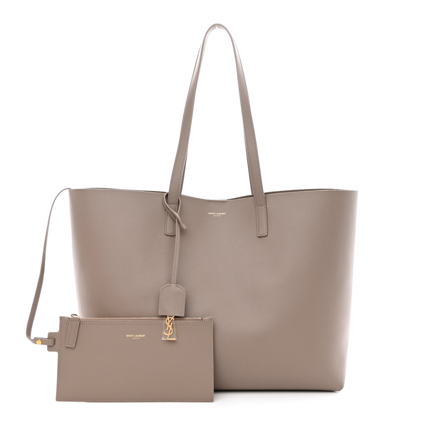 Calfskin Large Shopping Tote Oyster Gray