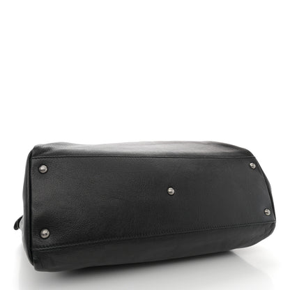 Fendi Goatskin Zucca Large Peekaboo Iconic Satchel Black Tobacco 4 of 9