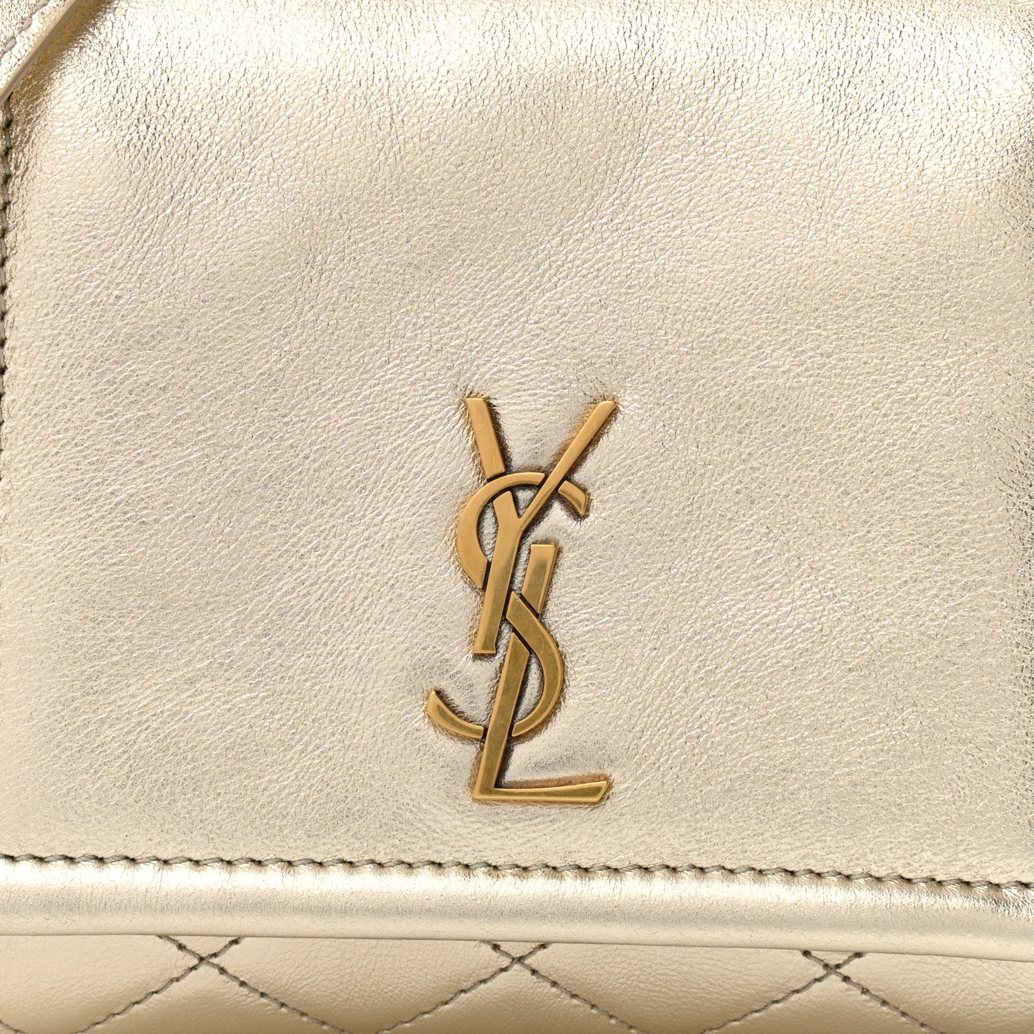 Saint Laurent Metallic Lambskin Quilted Monogram Mini Nolita Platino 7 of 9