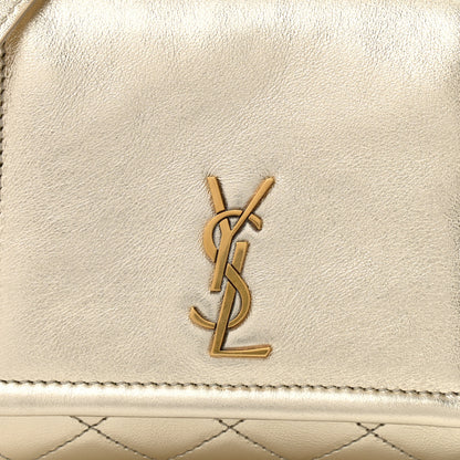 Saint Laurent Metallic Lambskin Quilted Monogram Mini Nolita Platino 7 of 9