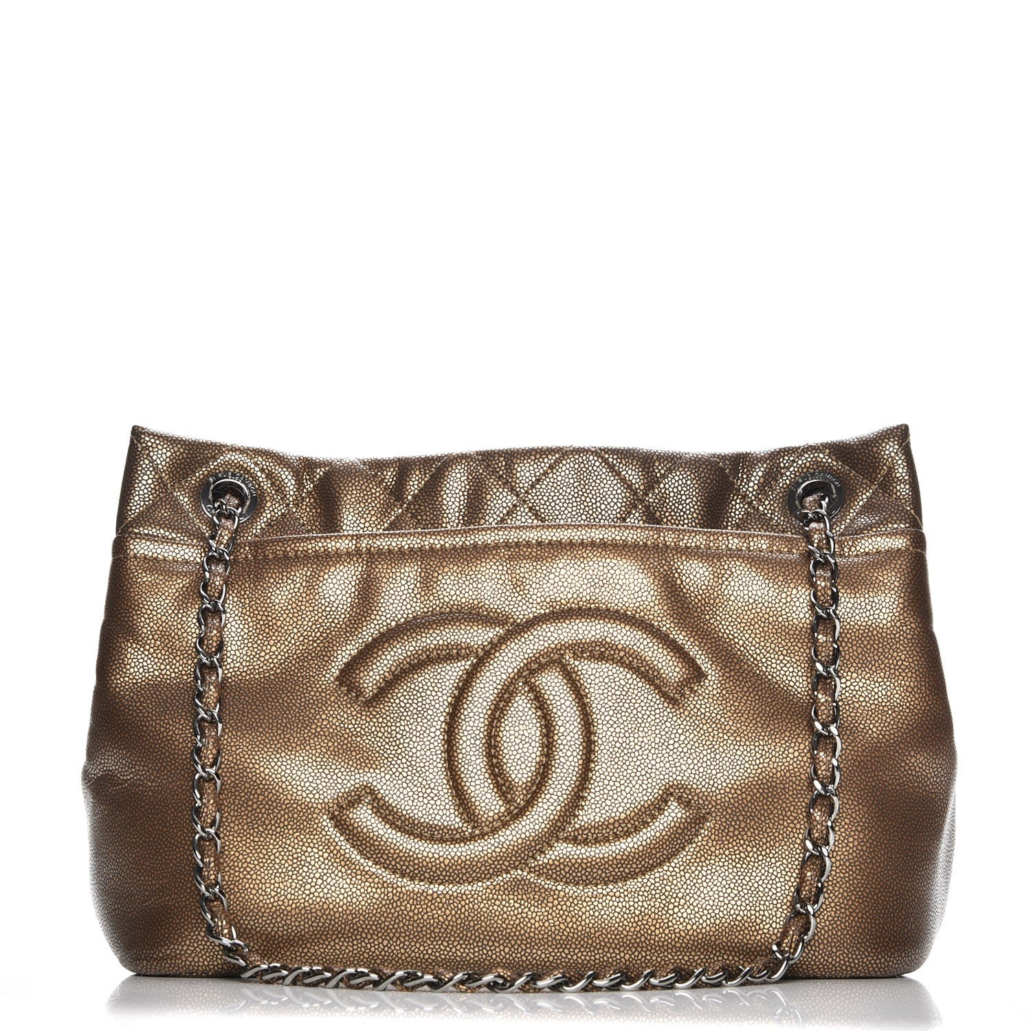 Chanel Metallic Caviar Quilted Large Timeless CC Soft Tote Bronze 1 of 9