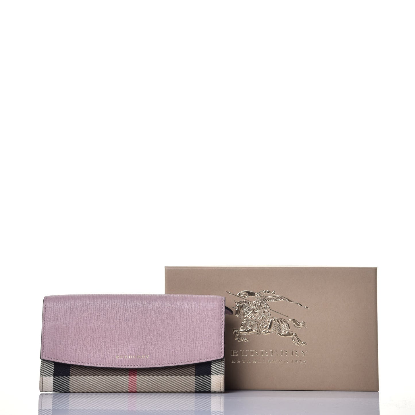 Calfskin House Check Porter Continental Wallet Pale Orchid