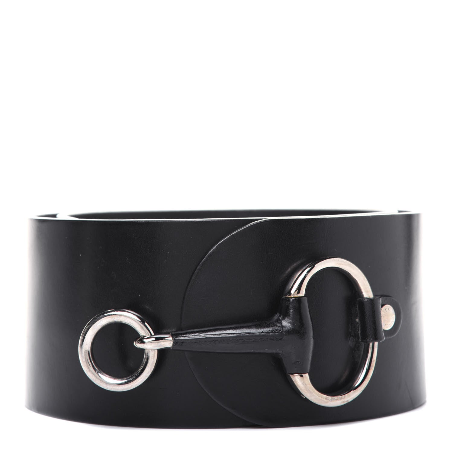 Gucci Calfskin Horsebit Wide Belt 80 32 Black 1 of 5