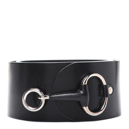 Gucci Calfskin Horsebit Wide Belt 80 32 Black 1 of 5