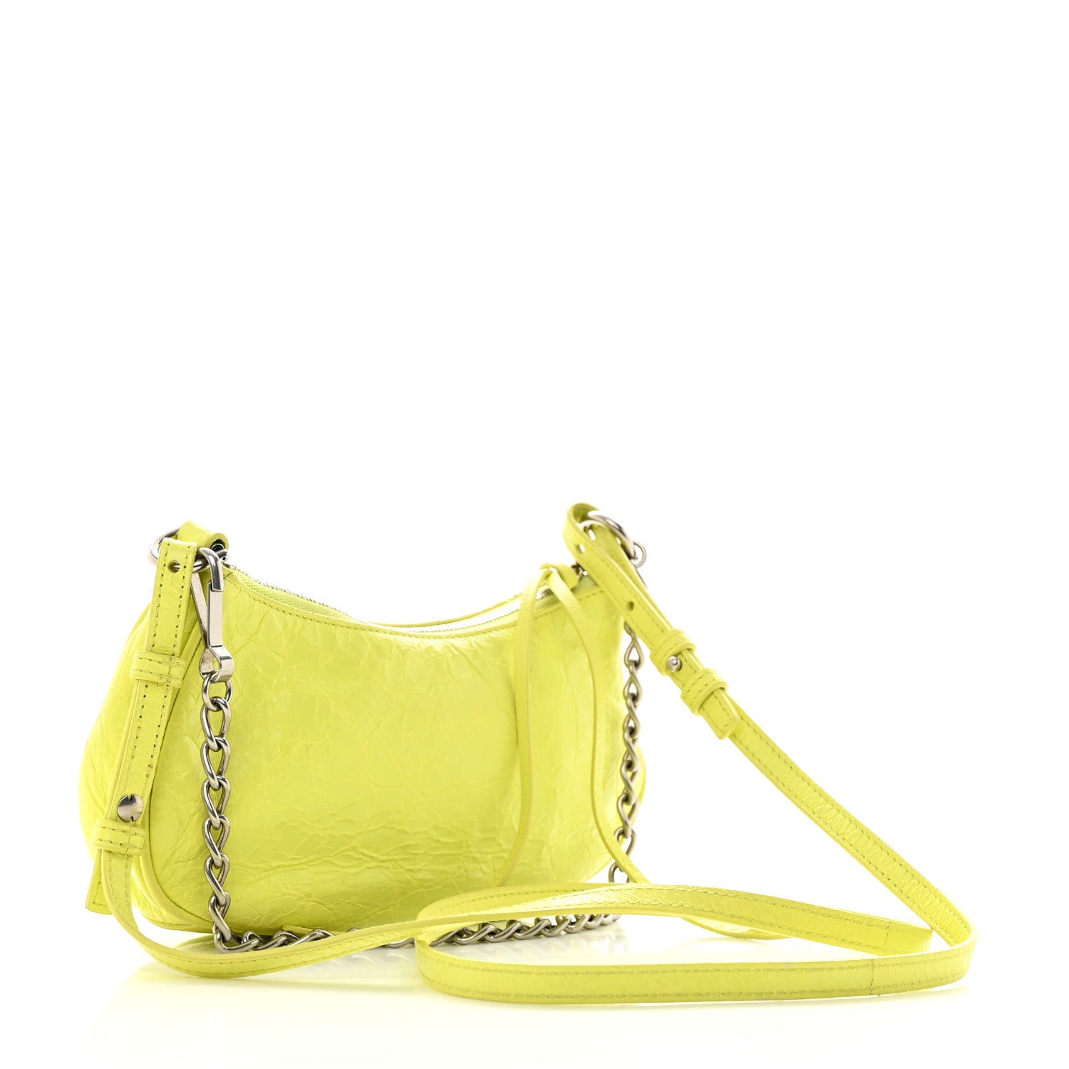 Balenciaga Agneau Arena Le Cagole Mini Purse With Chain Lime 3 of 11