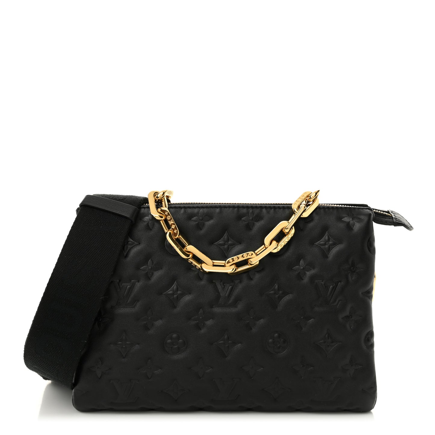 Lambskin Embossed Monogram Coussin PM Black