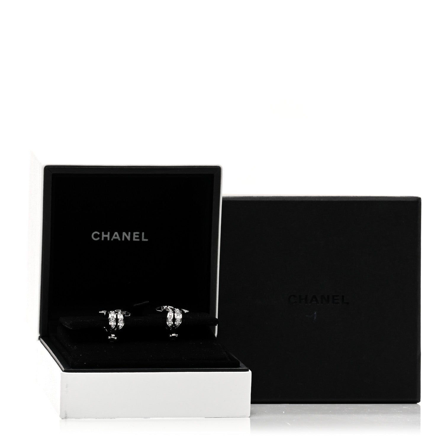Chanel 18K White Gold Diamond Etoile Filante Earrings 5 of 5